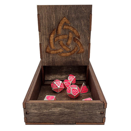 Handmade Wooden Dice Tower Celtic Triad Knot Etched