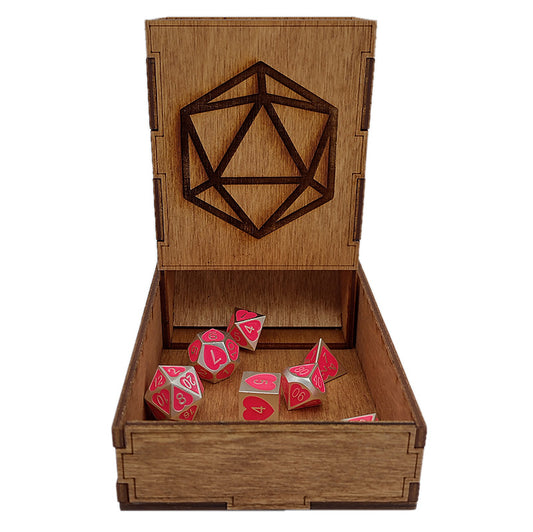 Handmade Wooden Dice Tower D20 Image Etched