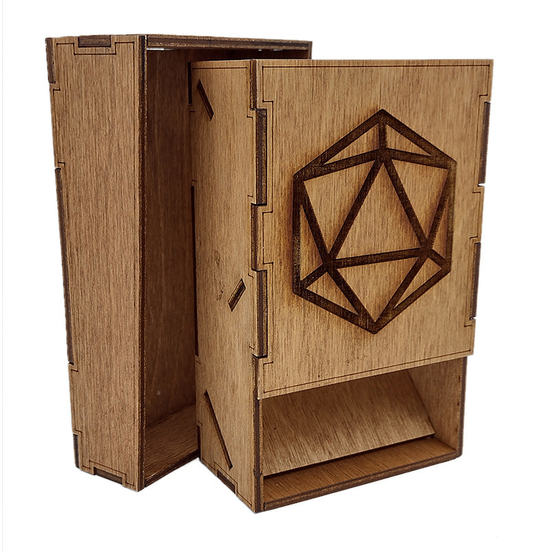 Handmade Wooden Dice Tower D20 Image Etched