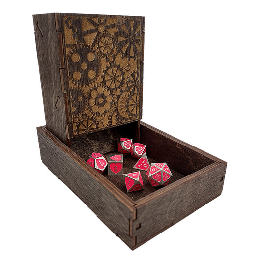Handmade Wooden Dice Tower Steampunk Etched