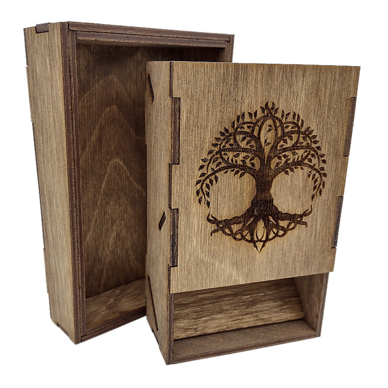 Handmade Wooden Dice Tower Tree of Life Etched