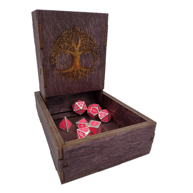 Handmade Wooden Dice Tower Tree of Life Etched